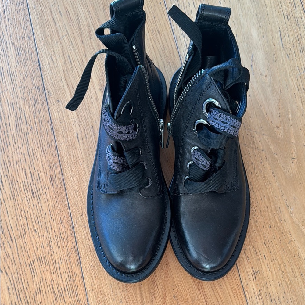 Black Lace-Up Ankle Boots